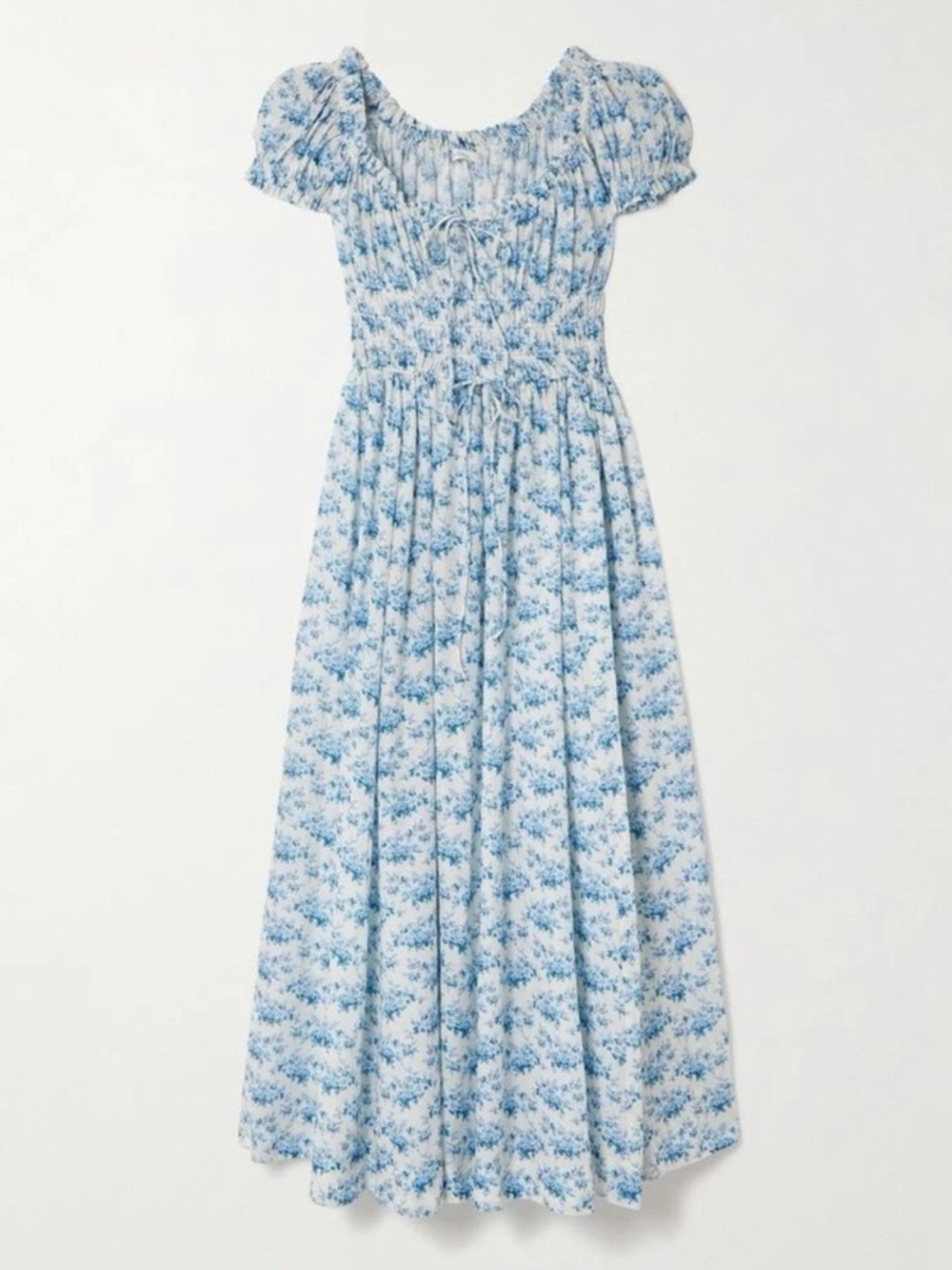 Blue and White Floral Maxi Dress